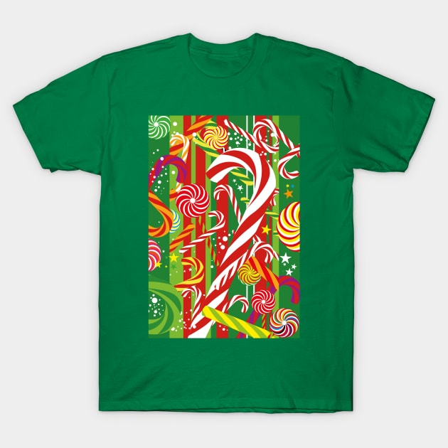 Christmas Candy Cane T-Shirt by BOEC Gear